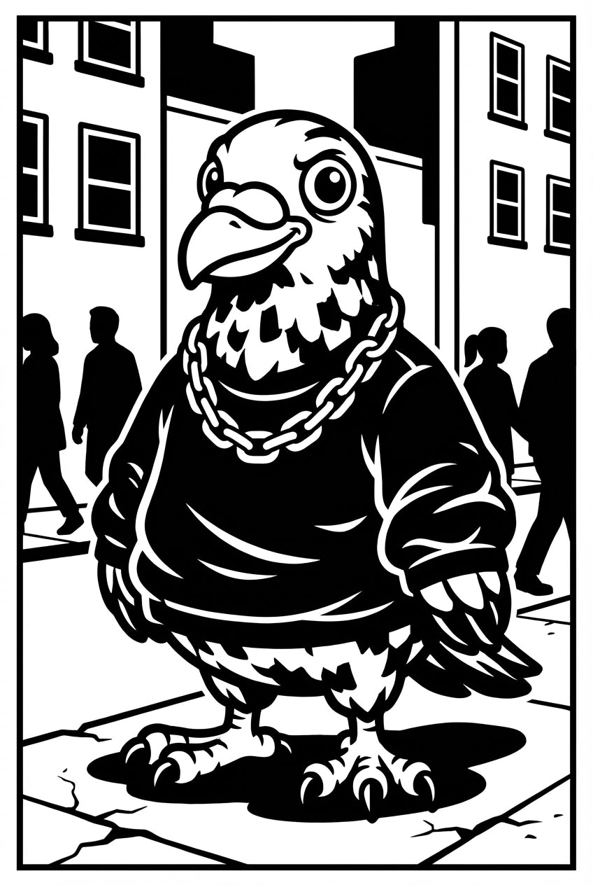 Pigeon wearing a sweater