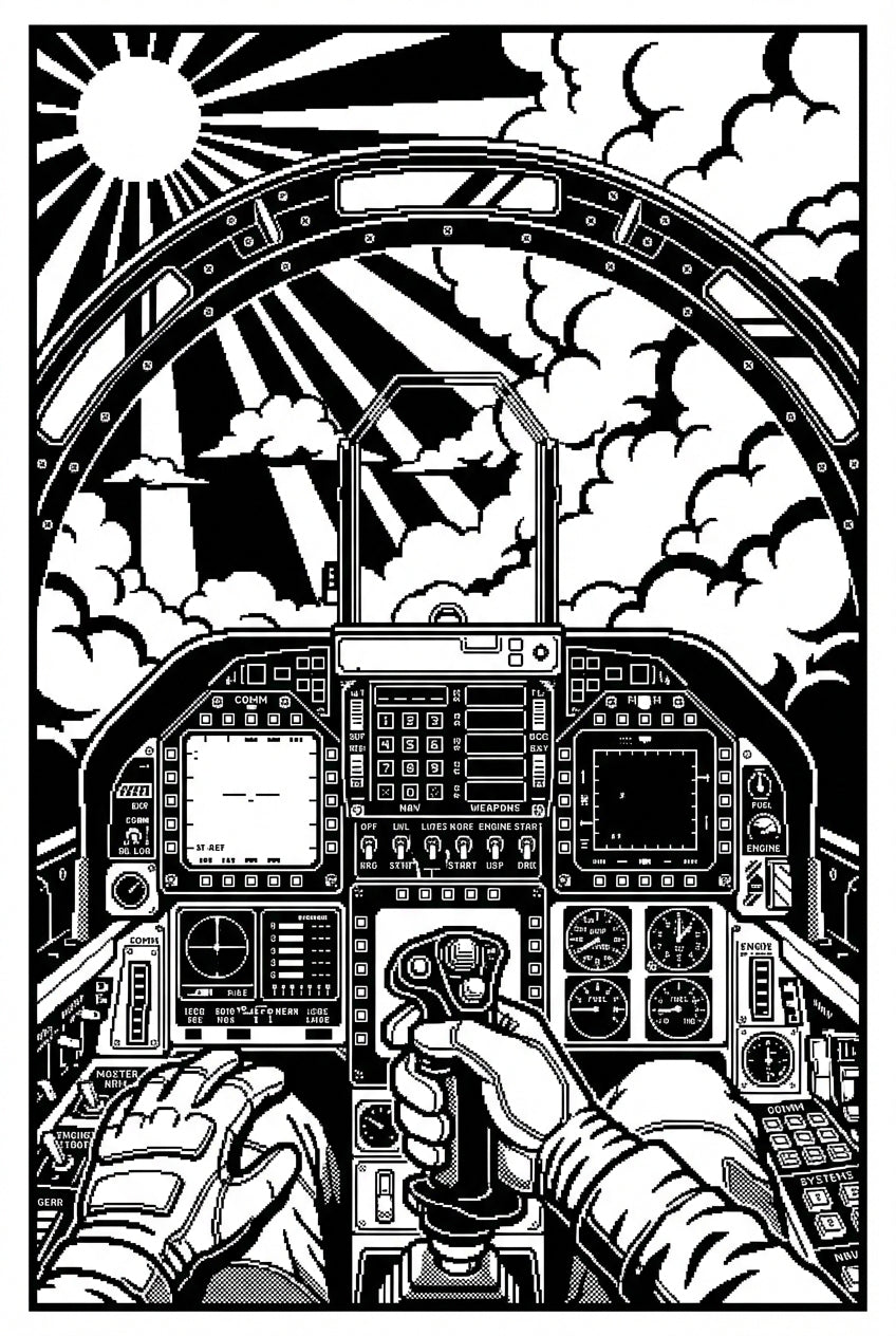 Pixellated POV Of Flying A Fighter Jet