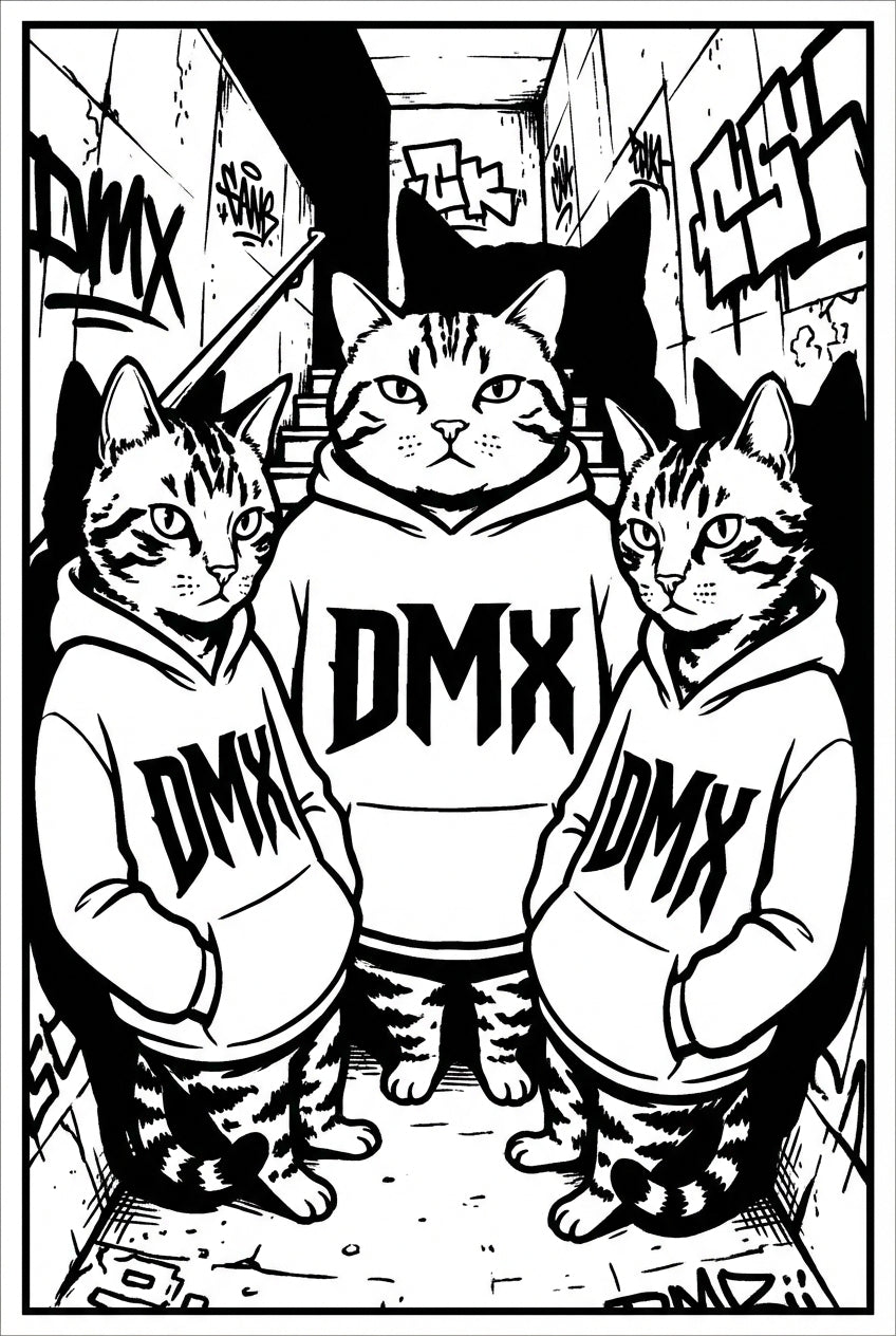Three Cats Wearing DMX Sweaters