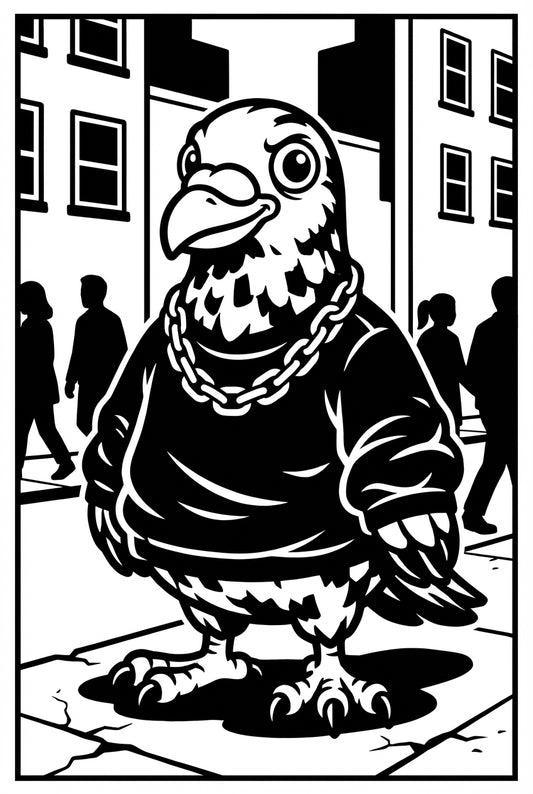 Pigeon wearing a sweater