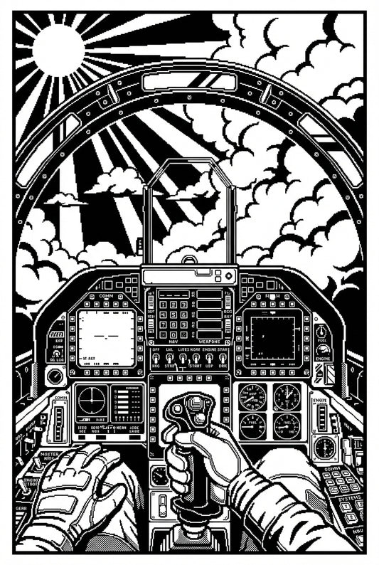 Pixellated POV Of Flying A Fighter Jet